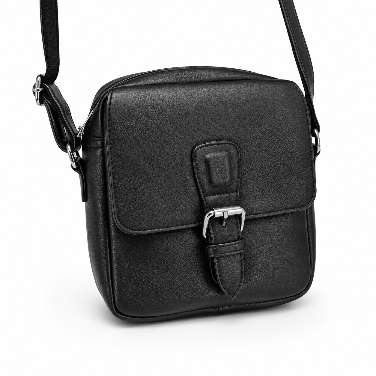Genuine Leather Unisex Sling Bag – Black Crossbody Shoulder Bag for Travel, Casual & Everyday Use