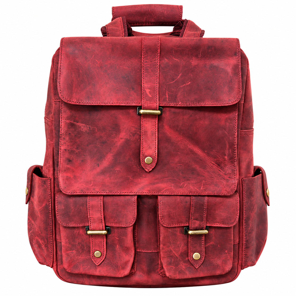 Red Leather Backpack Leather Rucksack Handmade Rustic Travel Backpack
