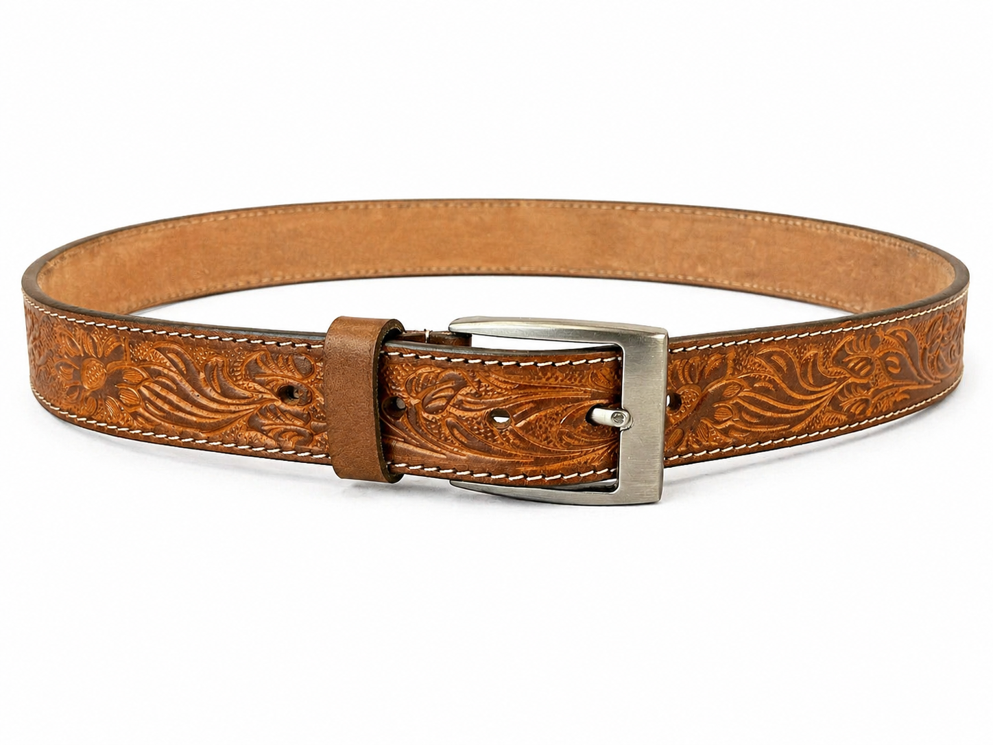 Premium Handcrafted Genuine Leather Belt Embossed Vintage Design Formal & Casual Wear