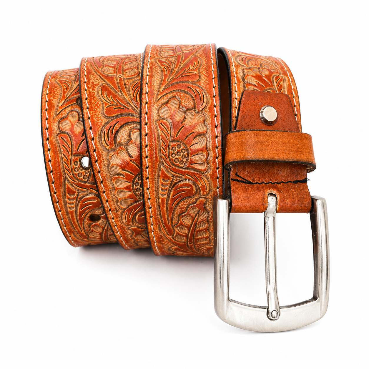 Premium Handcrafted Genuine Leather Belt Embossed Vintage Design Formal & Casual Wear