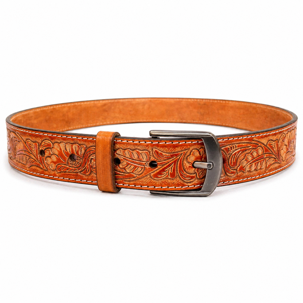 Premium Handcrafted Genuine Leather Belt Embossed Vintage Design Formal & Casual Wear