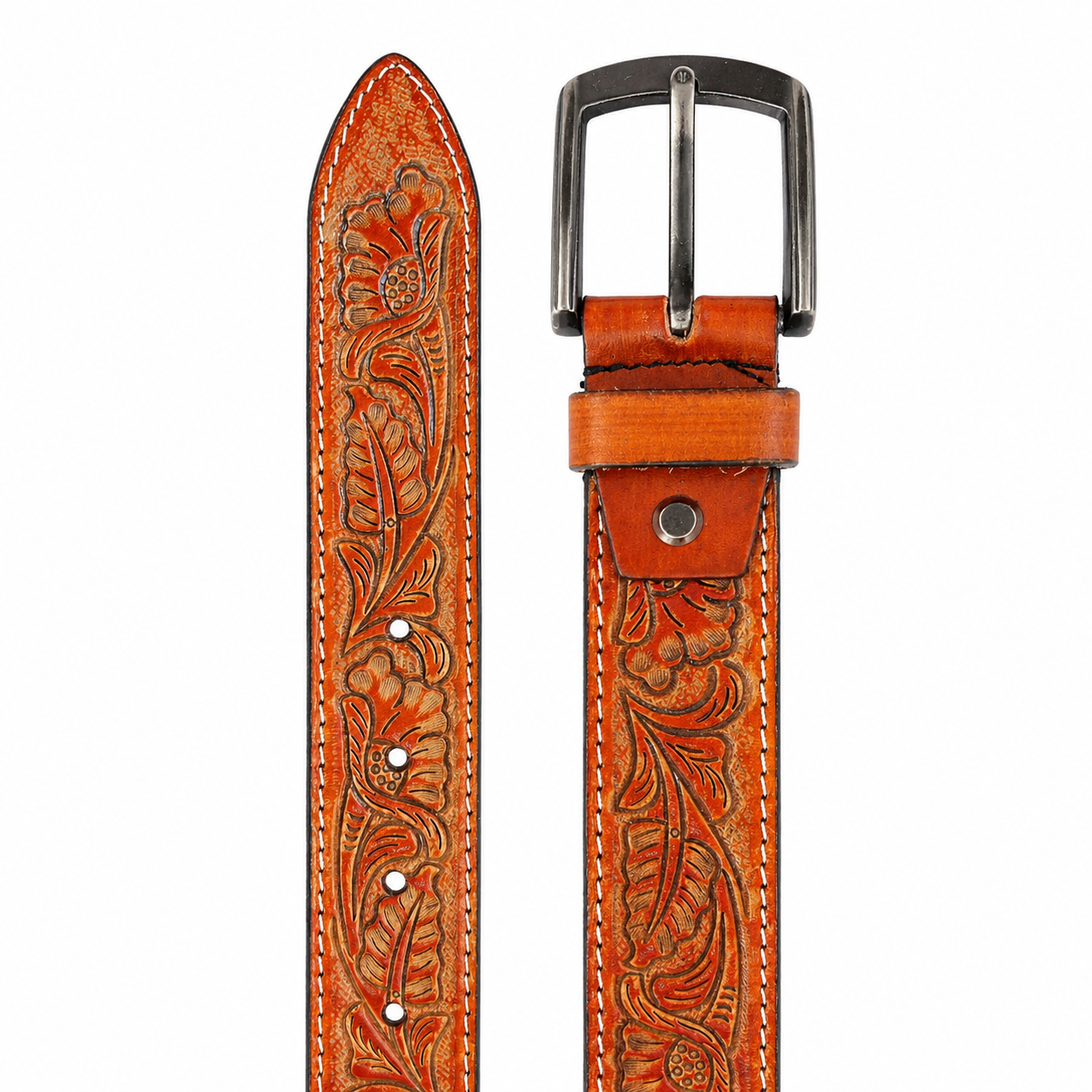 Premium Handcrafted Genuine Leather Belt Embossed Vintage Design Formal & Casual Wear