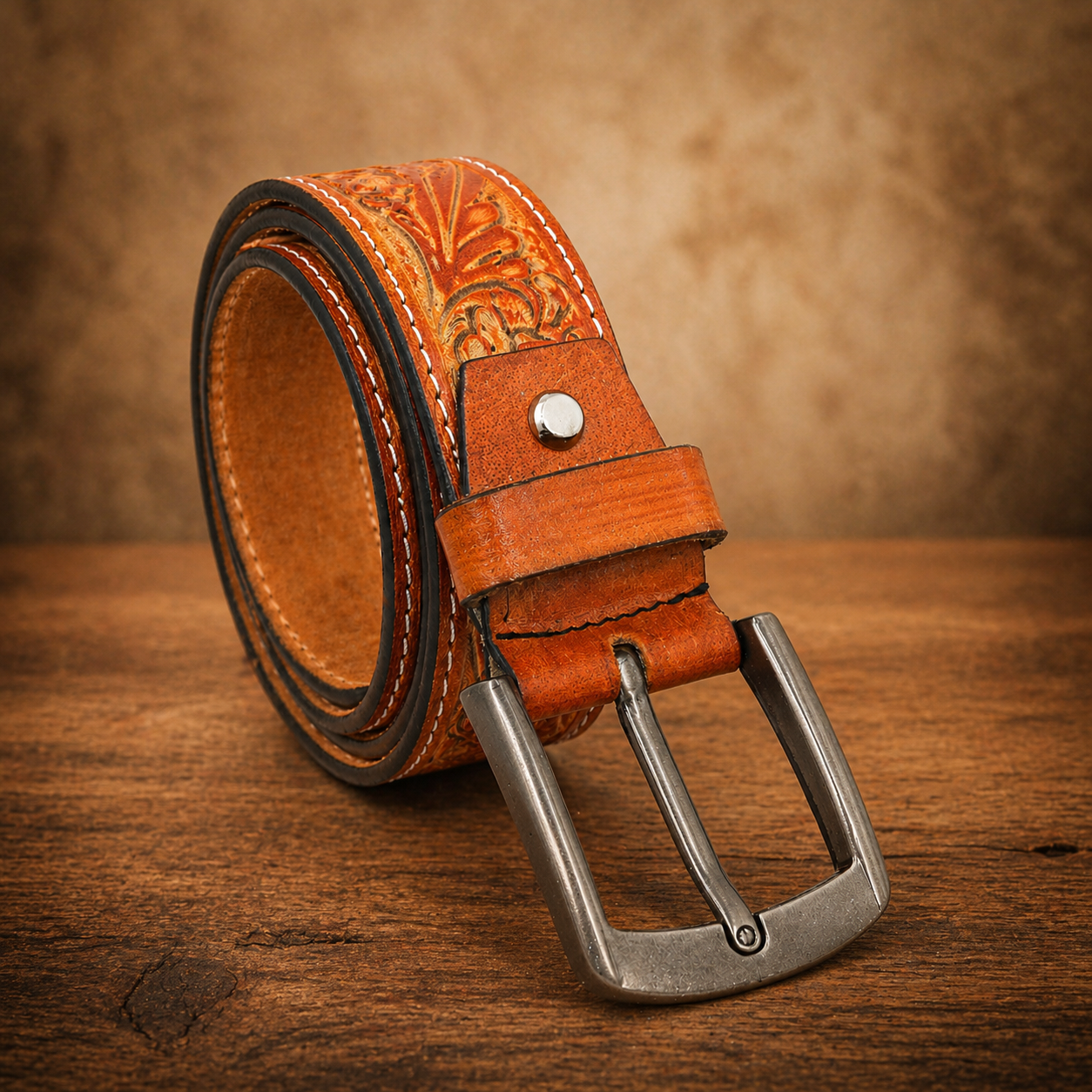 Premium Handcrafted Genuine Leather Belt Embossed Vintage Design Formal & Casual Wear