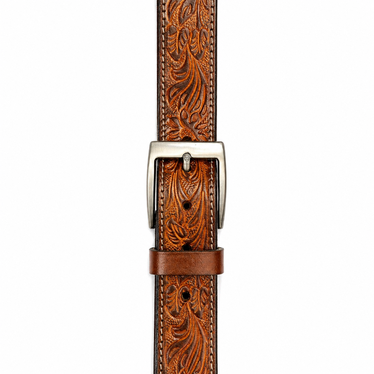 Unisex Handcrafted Genuine Leather Belt Premium Vintage Embossed Brown Leather Stylish Casual & Formal Belt