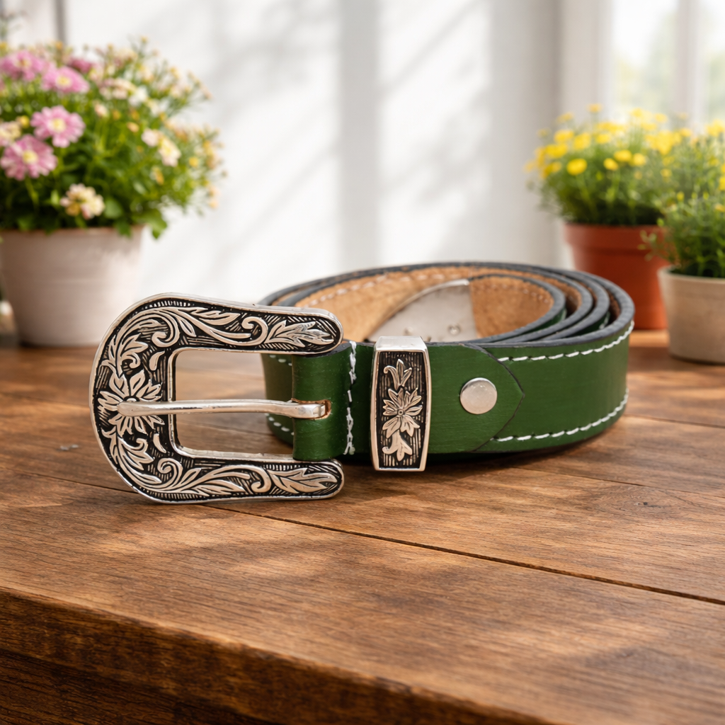 Unisex Genuine Leather Cowboy Cowgirl Belt Western Vintage Engraved Buckle Belt Stylish Casual & Party Wear Belt
