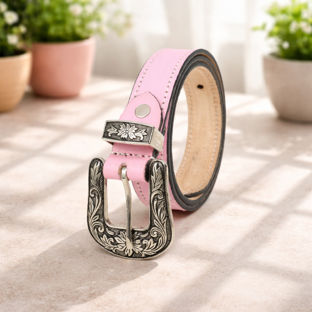Unisex Genuine Leather Cowboy Cowgirl Belt Western Vintage Engraved Buckle Belt Stylish Casual & Party Wear Belt