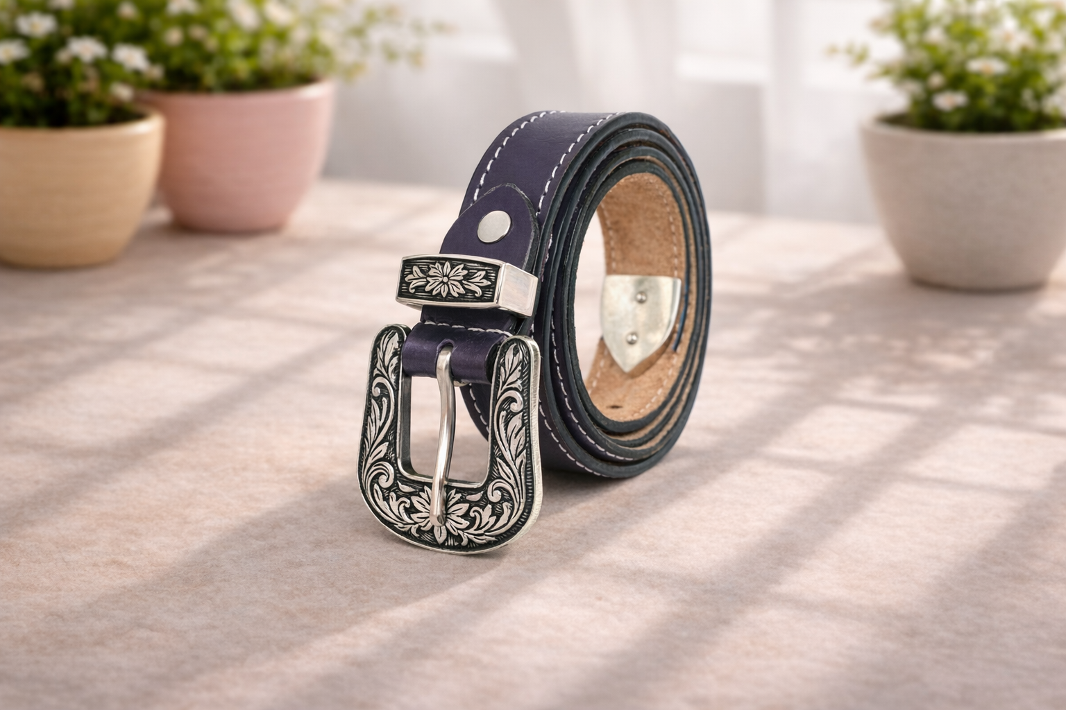 Unisex Genuine Leather Cowboy Cowgirl Belt Western Vintage Engraved Buckle Belt Stylish Casual & Party Wear Belt