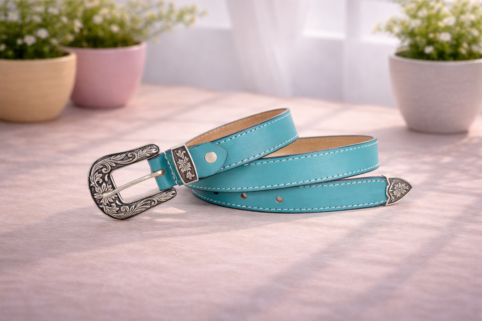 Unisex Genuine Leather Cowboy Cowgirl Belt Western Vintage Engraved Buckle Belt Stylish Casual & Party Wear Belt