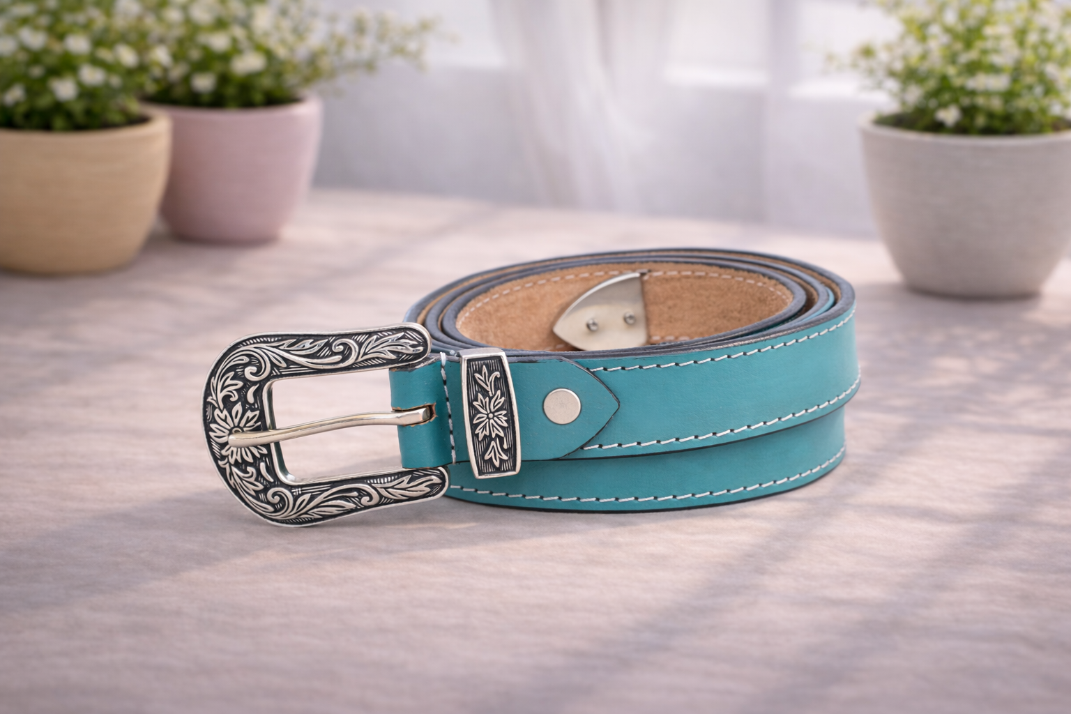 Unisex Genuine Leather Cowboy Cowgirl Belt Western Vintage Engraved Buckle Belt Stylish Casual & Party Wear Belt