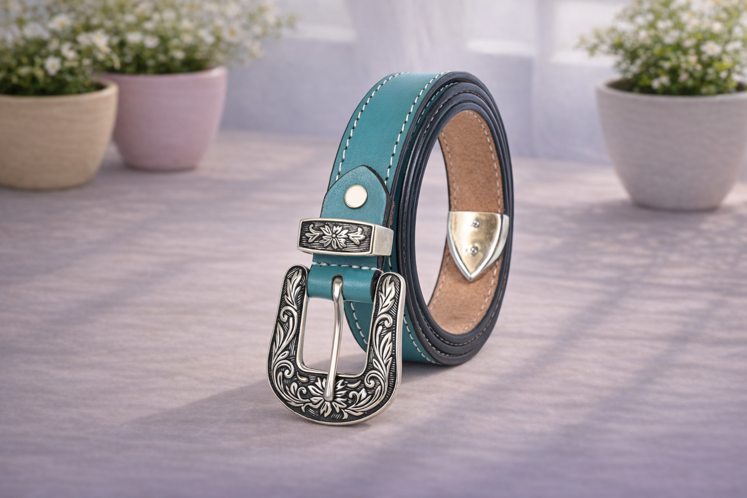 Unisex Genuine Leather Cowboy Cowgirl Belt Western Vintage Engraved Buckle Belt Stylish Casual & Party Wear Belt