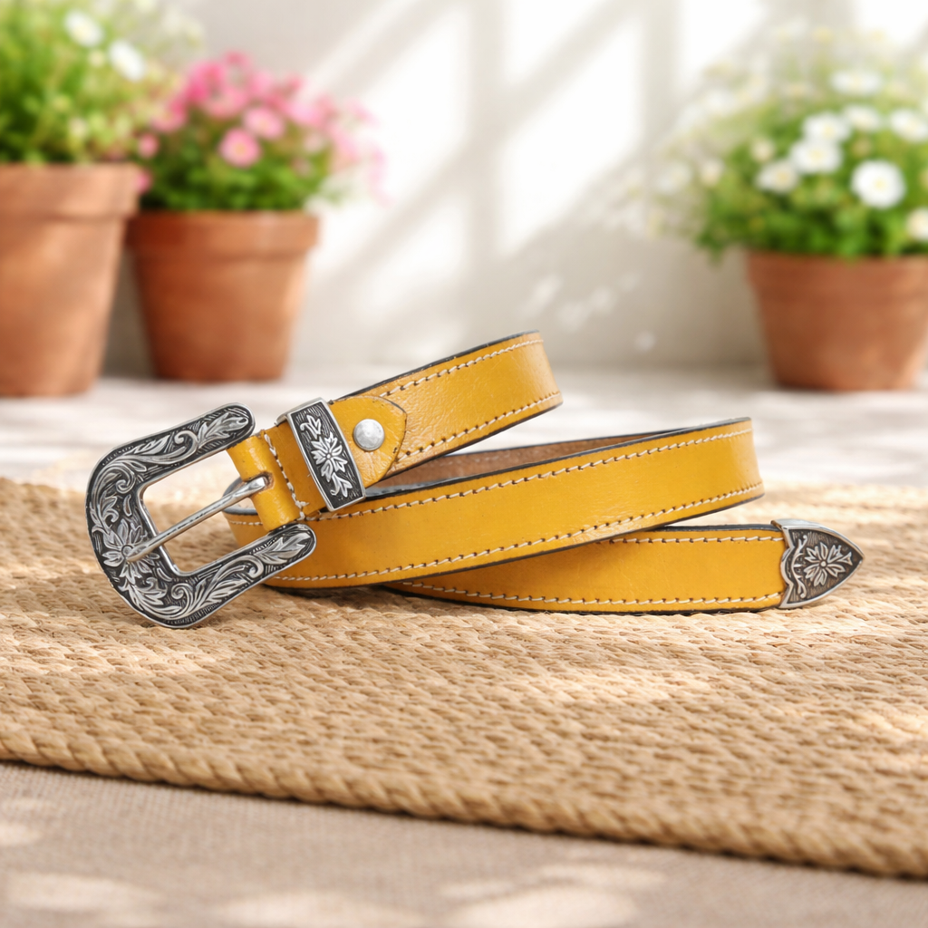 Unisex Genuine Leather Cowboy Cowgirl Belt Western Vintage Engraved Buckle Belt Stylish Casual & Party Wear Belt