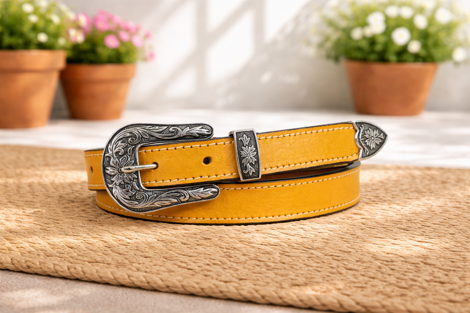 Unisex Genuine Leather Cowboy Cowgirl Belt Western Vintage Engraved Buckle Belt Stylish Casual & Party Wear Belt