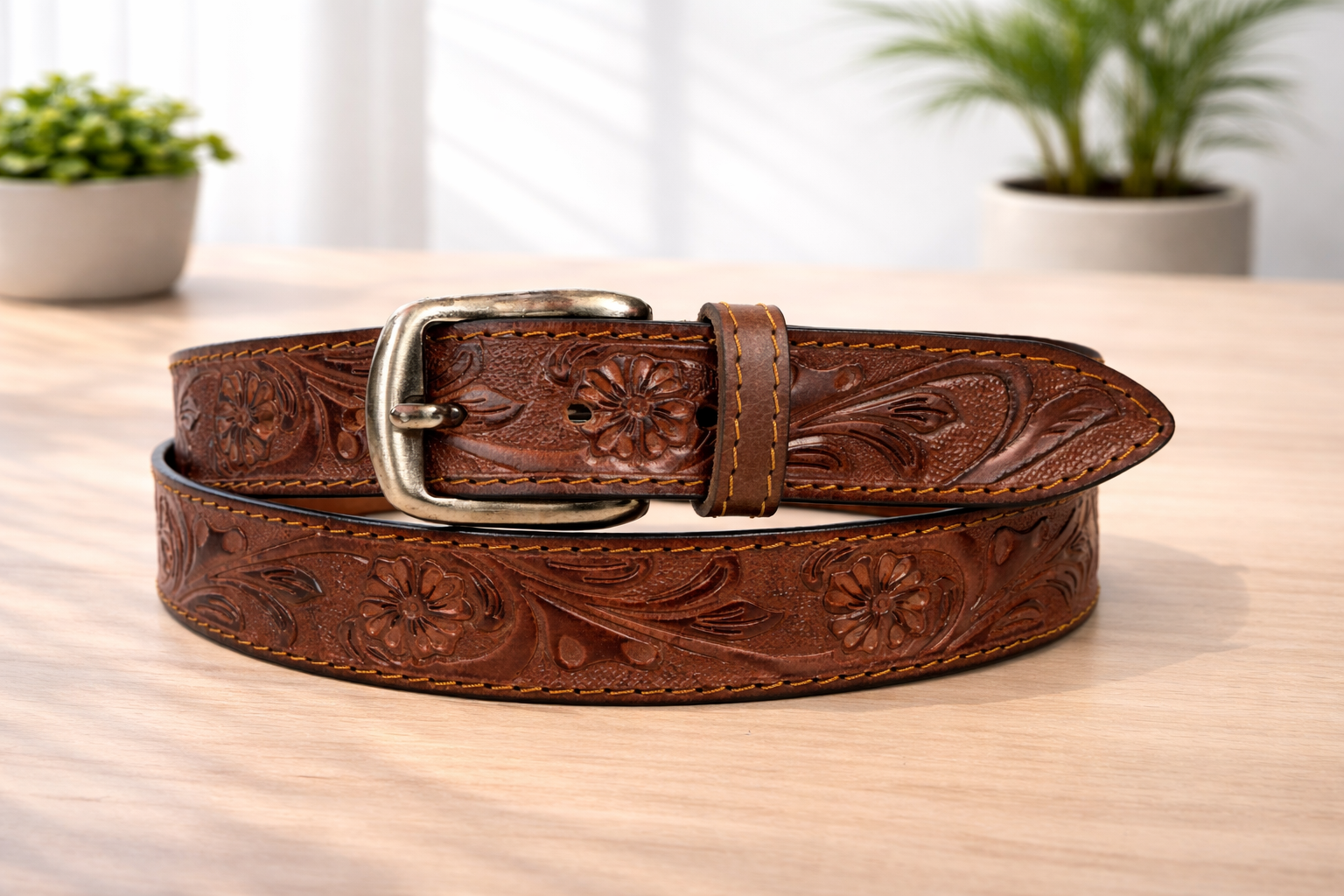 Premium Embossed Genuine Leather Belt Stylish Vintage Designer Belt Durable Formal & Casual Waist Belt