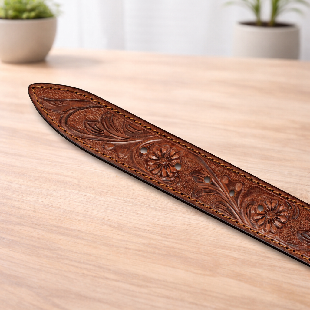 Premium Embossed Genuine Leather Belt Stylish Vintage Designer Belt Durable Formal & Casual Waist Belt