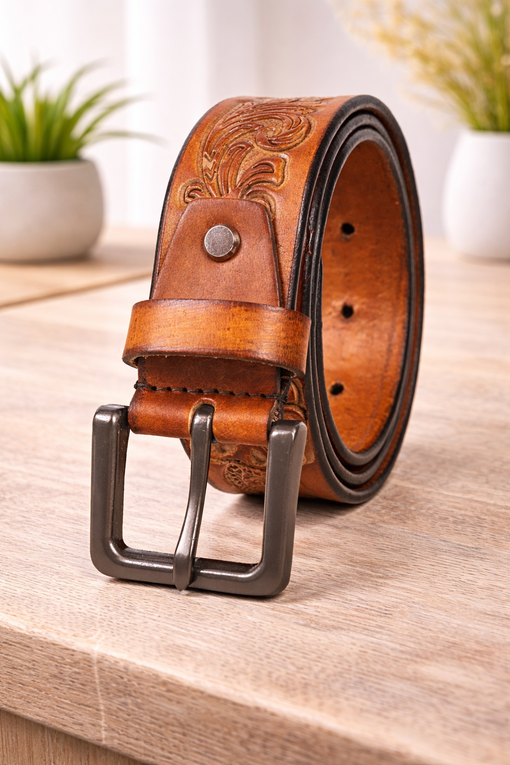 Premium Embossed Genuine Leather Belt Stylish Vintage Designer Belt Durable Formal & Casual Waist Belt