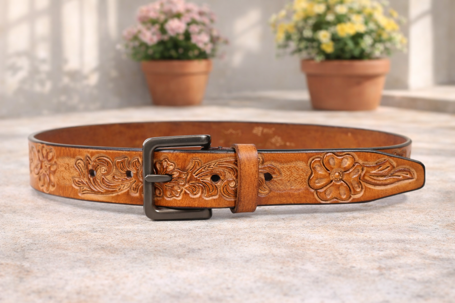 Premium Embossed Genuine Leather Belt Stylish Vintage Designer Belt Durable Formal & Casual Waist Belt