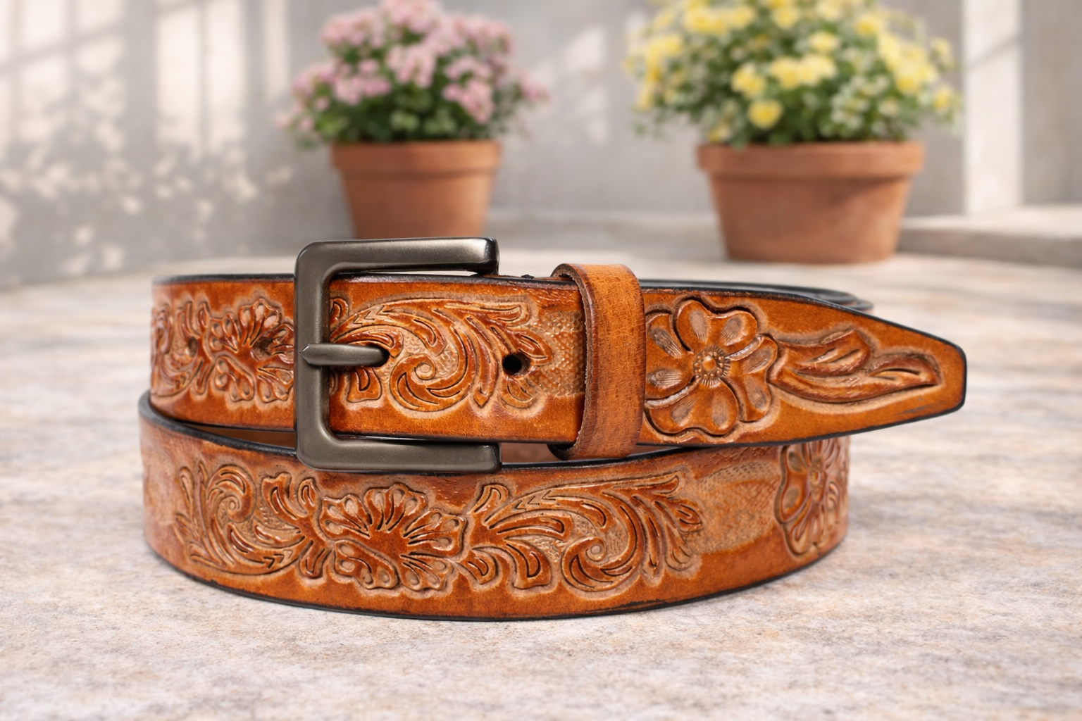Premium Embossed Genuine Leather Belt Stylish Vintage Designer Belt Durable Formal & Casual Waist Belt