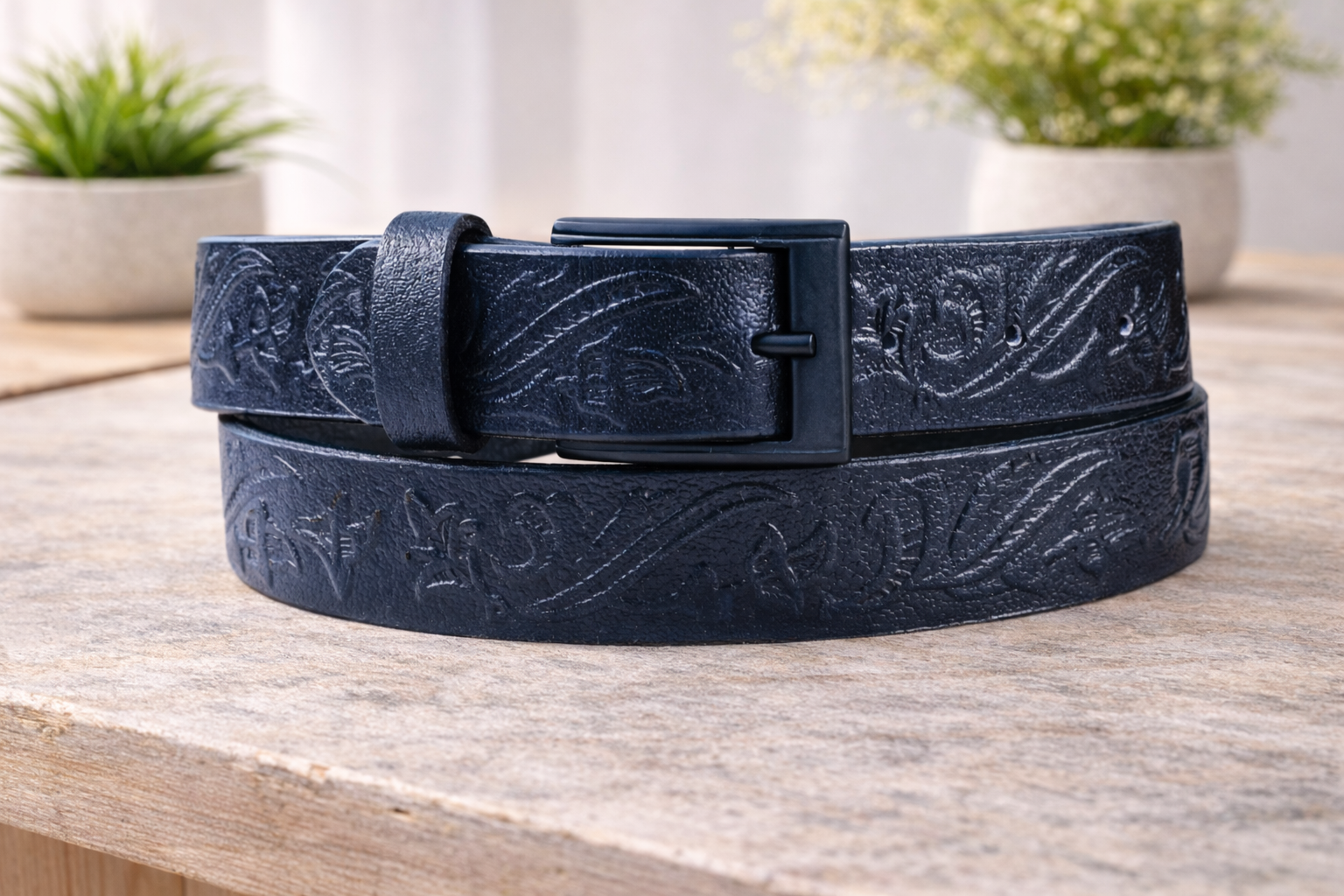 Premium Embossed Genuine Leather Belt Stylish Vintage Designer Belt Durable Formal & Casual Waist Belt