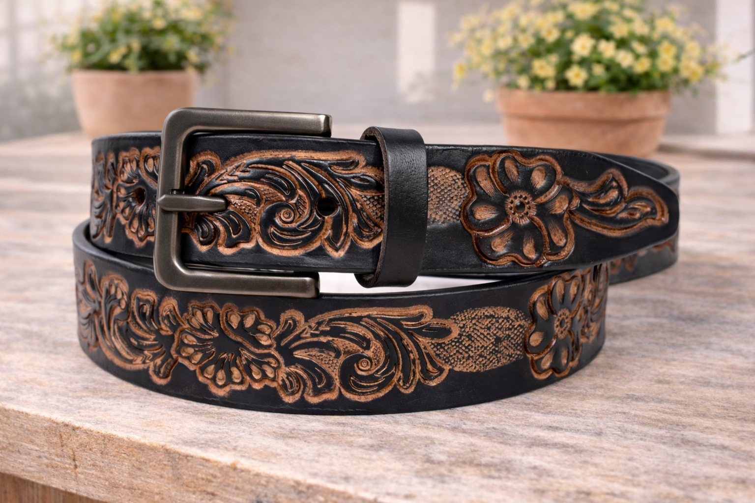 Premium Embossed Genuine Leather Belt Stylish Vintage Designer Belt Durable Formal & Casual Waist Belt