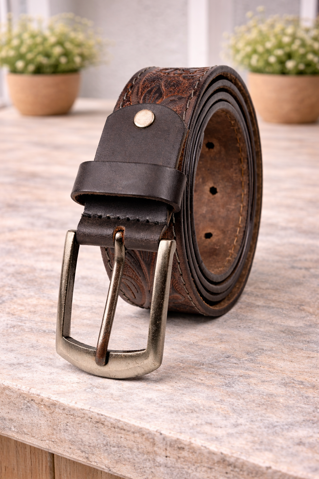 Premium Embossed Genuine Leather Belt Stylish Vintage Designer Belt Durable Formal & Casual Waist Belt