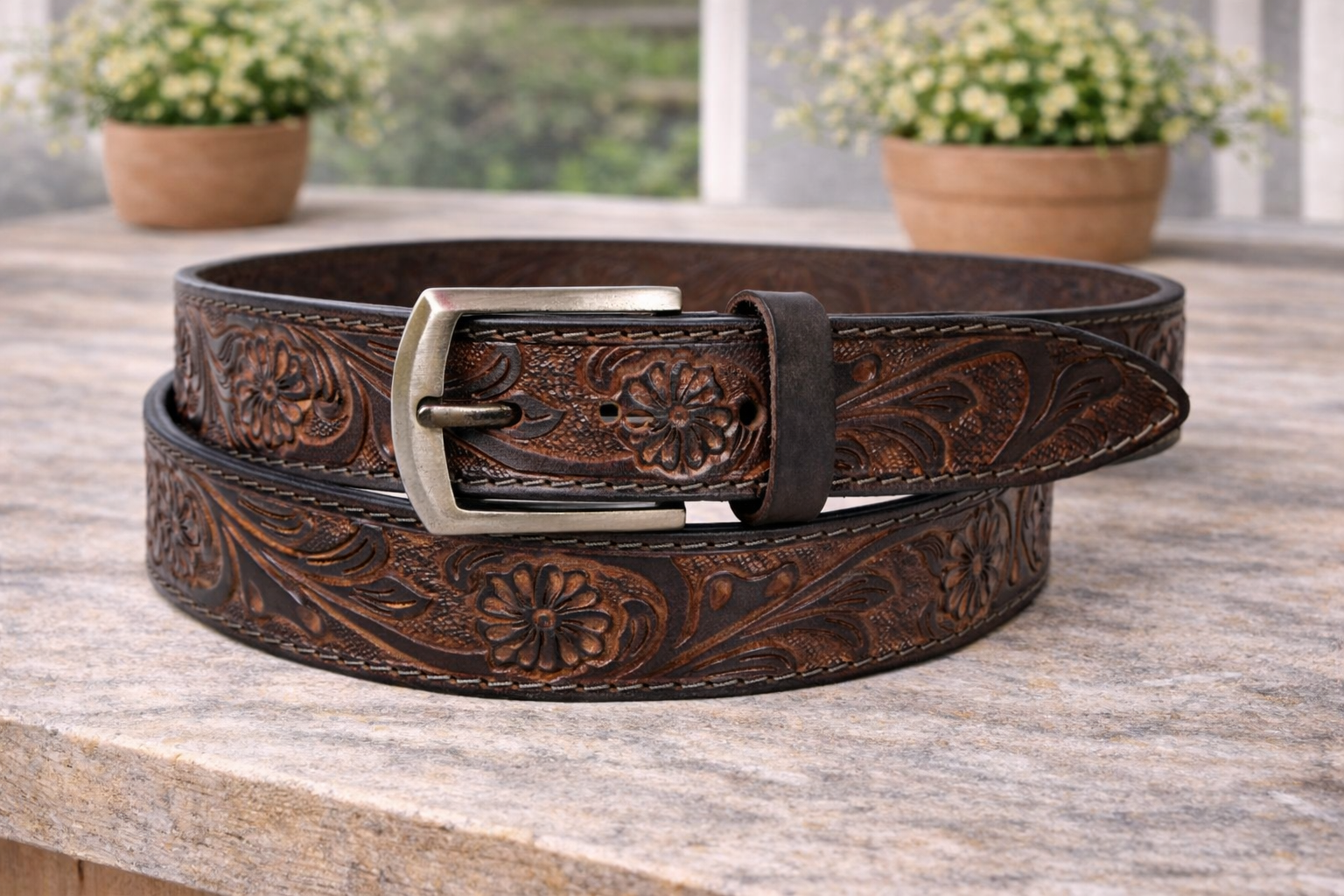 Premium Embossed Genuine Leather Belt Stylish Vintage Designer Belt Durable Formal & Casual Waist Belt
