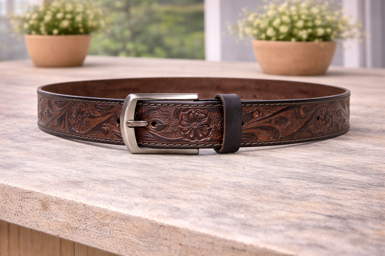 Premium Embossed Genuine Leather Belt Stylish Vintage Designer Belt Durable Formal & Casual Waist Belt