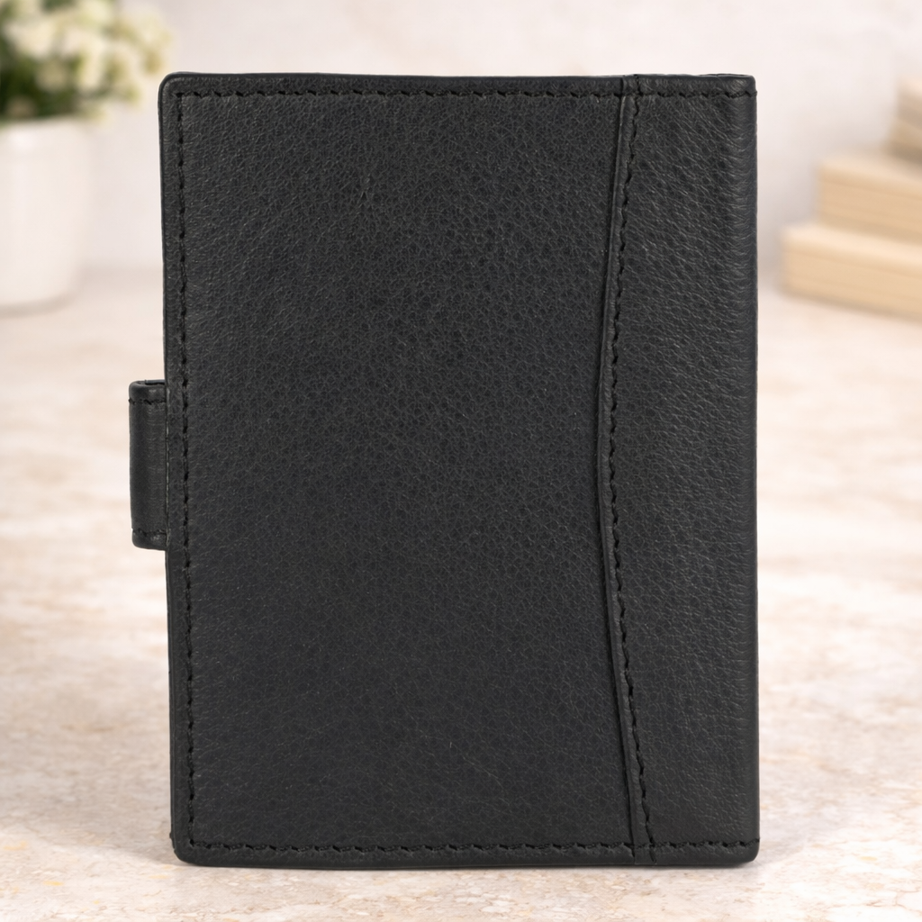 Genuine Leather Card Holder Wallet for Men & Women Slim Card Case with Snap Closure Compact Minimalist Wallet