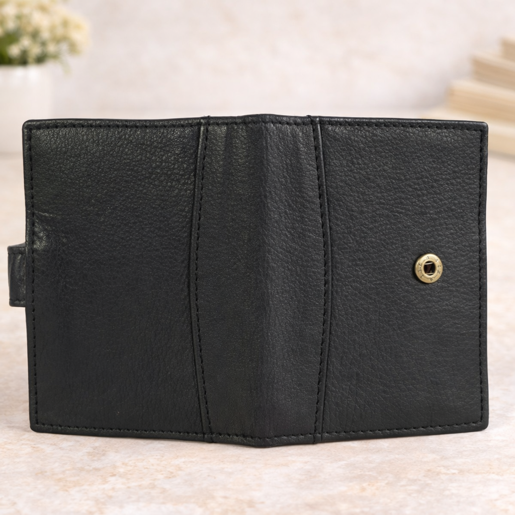 Genuine Leather Card Holder Wallet for Men & Women Slim Card Case with Snap Closure Compact Minimalist Wallet