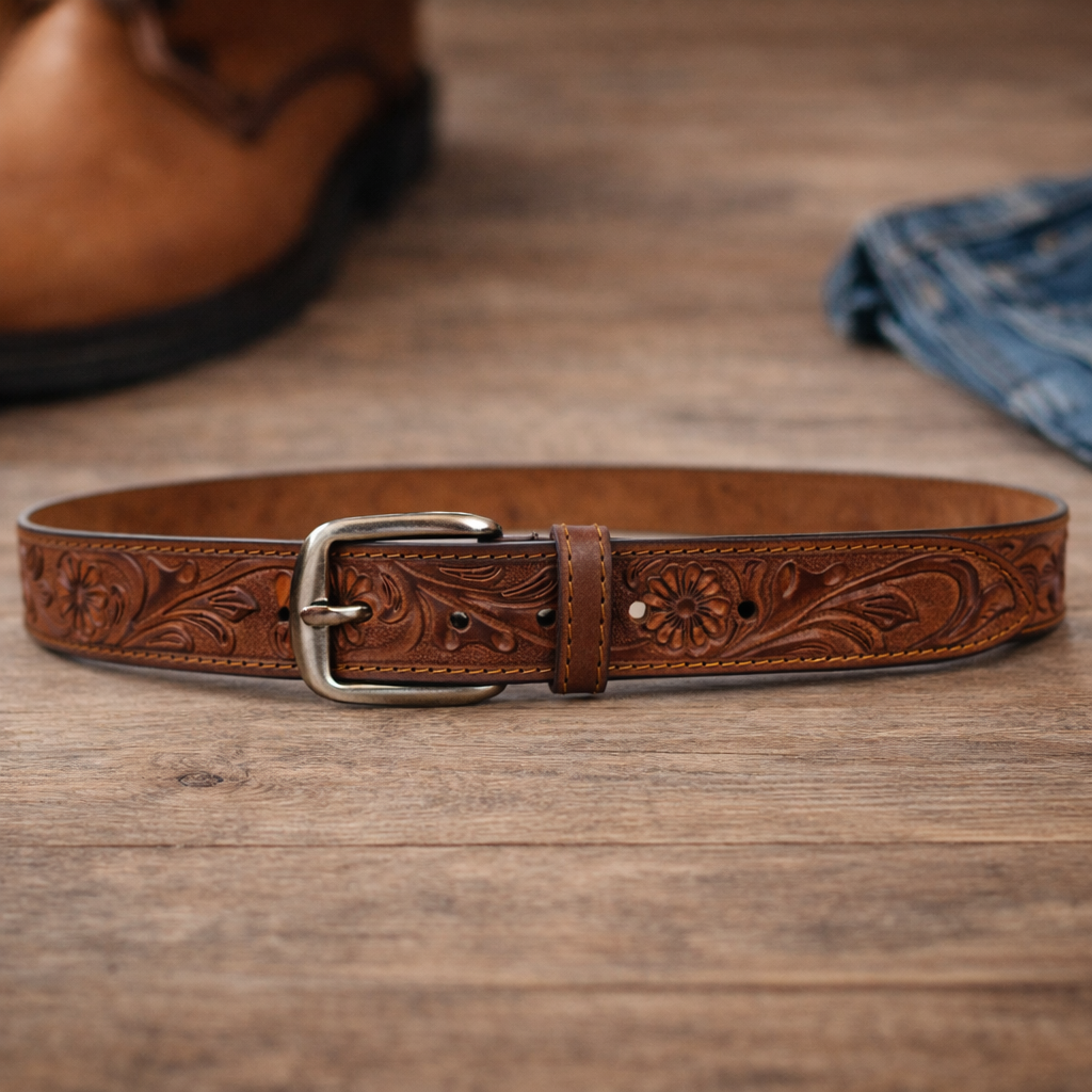 Premium Embossed Genuine Leather Belt Stylish Vintage Designer Belt Durable Formal & Casual Waist Belt