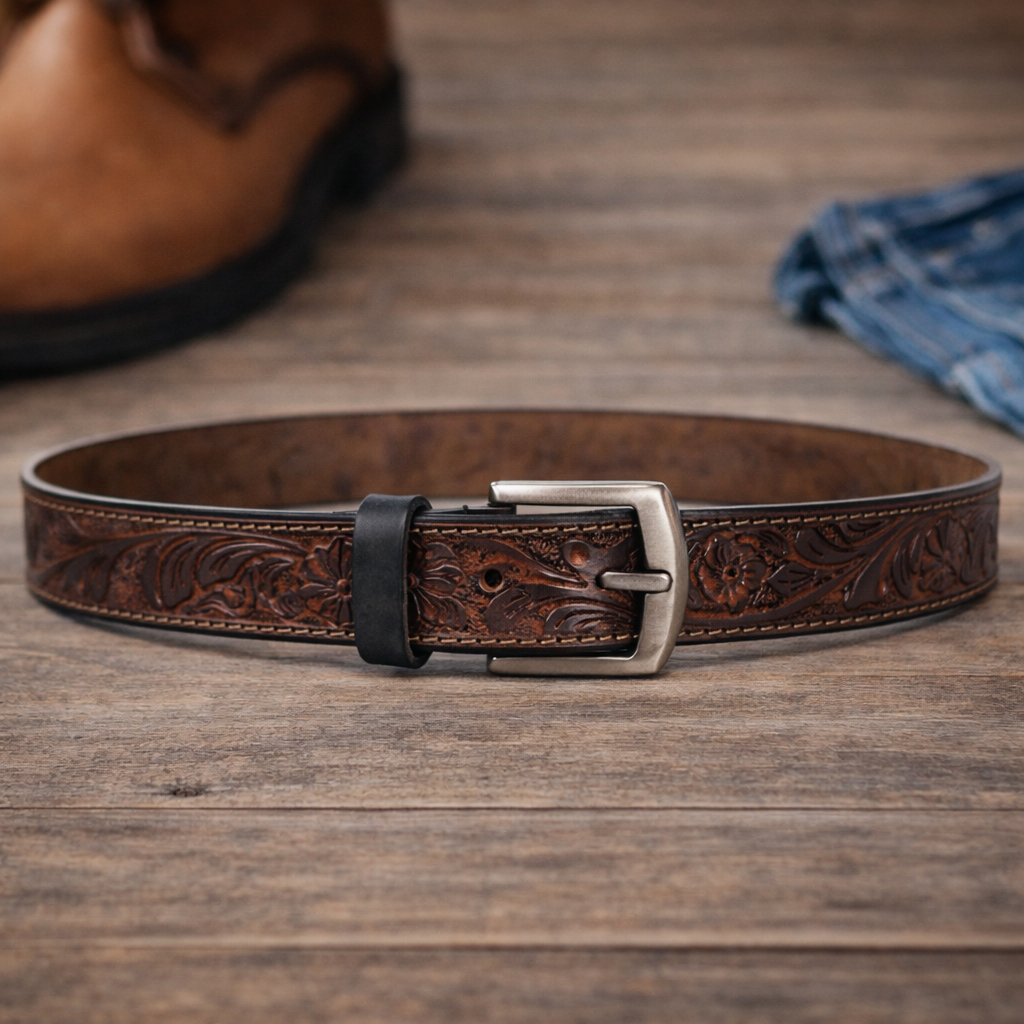 Premium Embossed Genuine Leather Belt Stylish Vintage Designer Belt Durable Formal & Casual Waist Belt