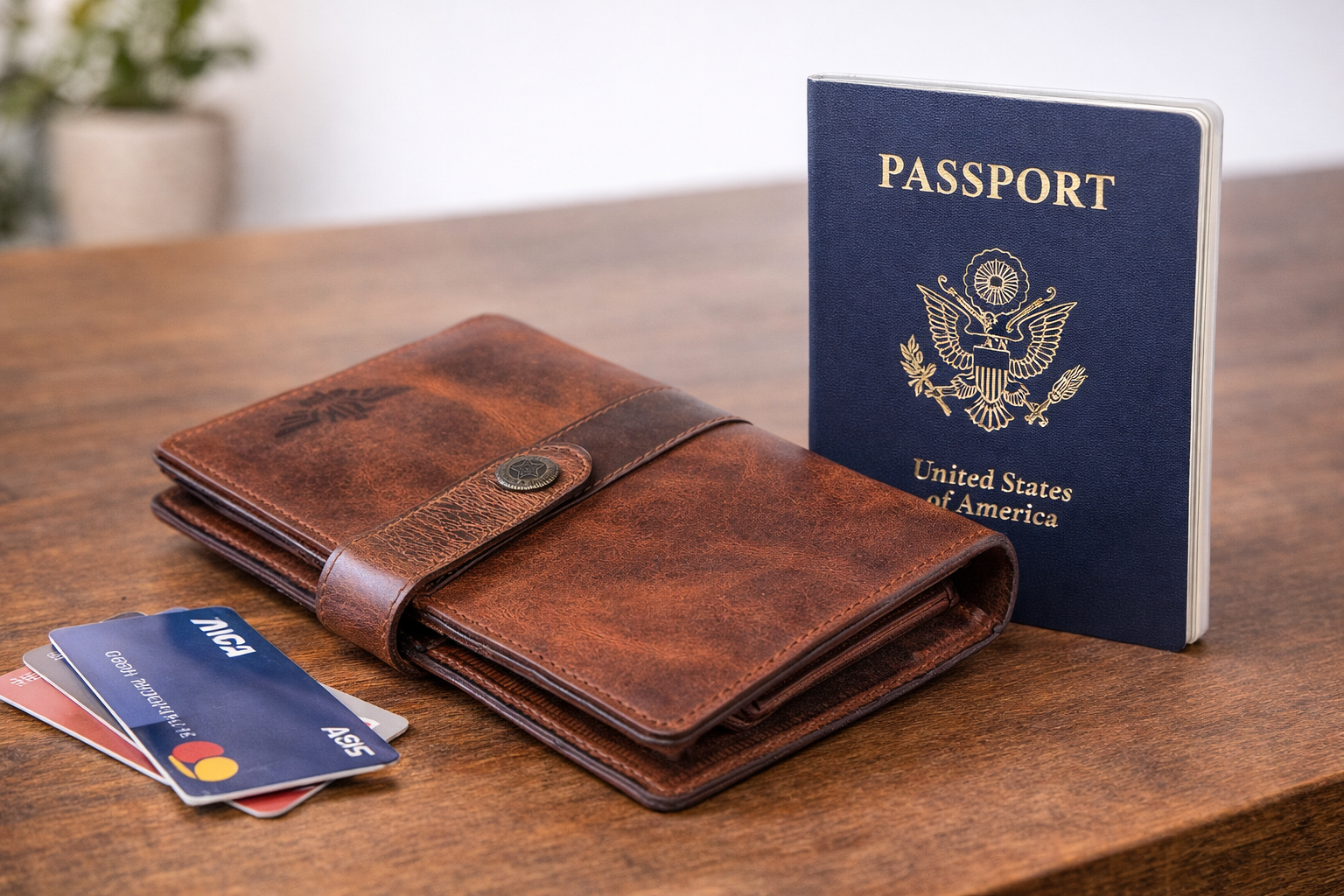 Vintage Leather Passport Wallet Premium Travel Organizer RFID Passport Holder Luxury Distressed Leather Wallet