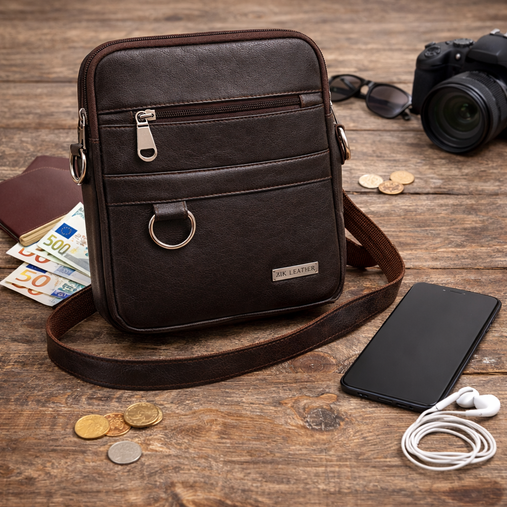 Handmade Leather Crossbody Sling Bag Genuine Leather Purse for Men & Women Minimalist Shoulder Bag