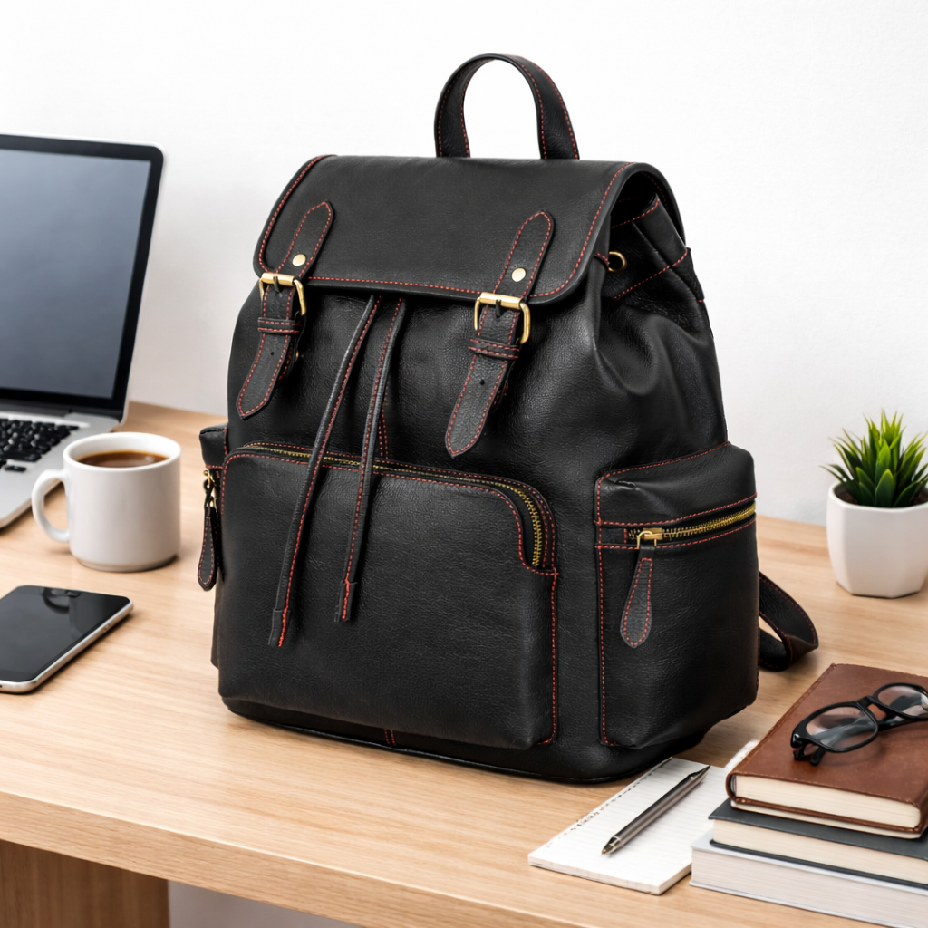 Unisex Premium Black Genuine Leather Backpack Stylish Travel Laptop Backpack Handmade Luxury Rucksack Durable Office & College Bag