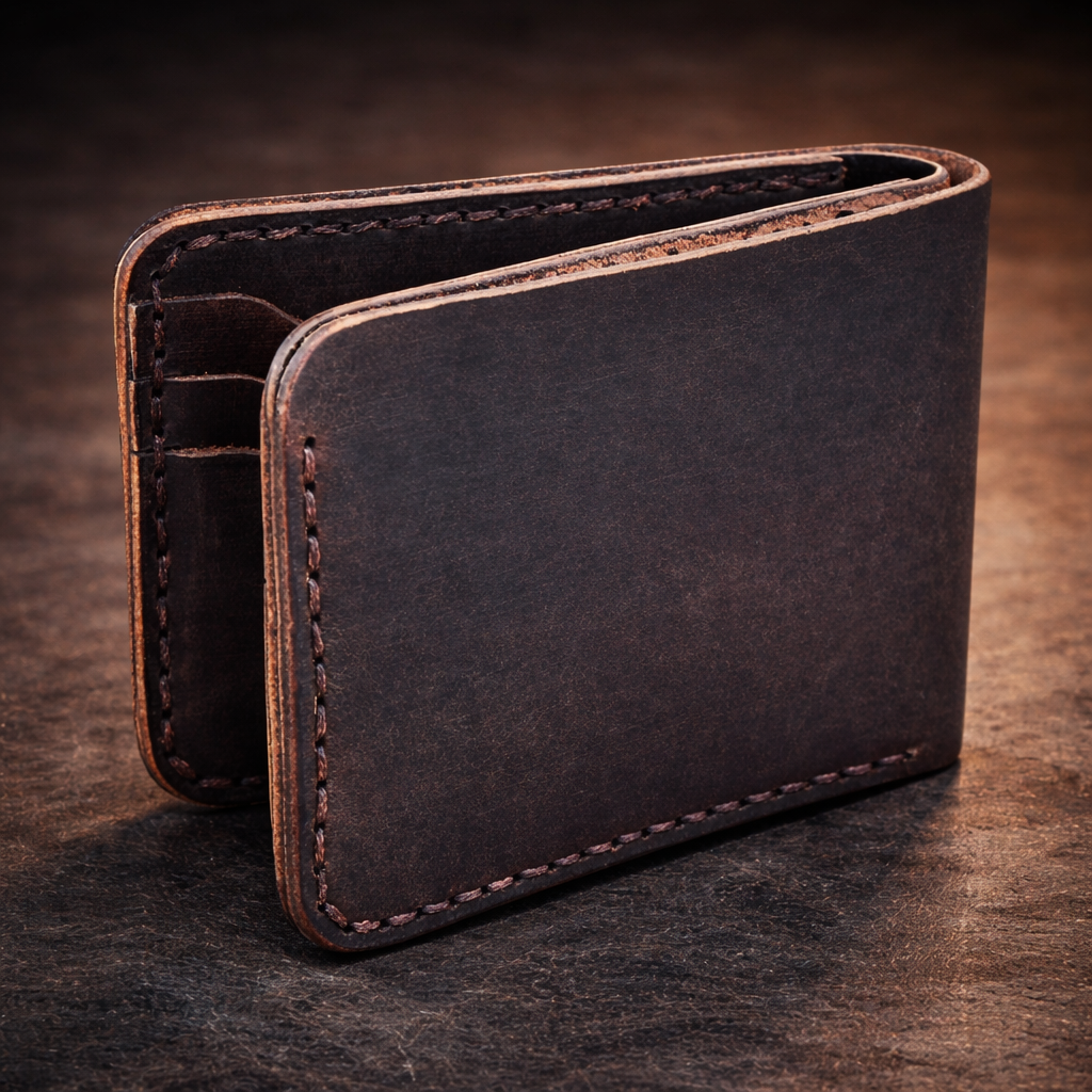 Unisex Genuine Leather Bifold Wallet Slim Vintage Brown Leather Wallet with Multiple Card Slots