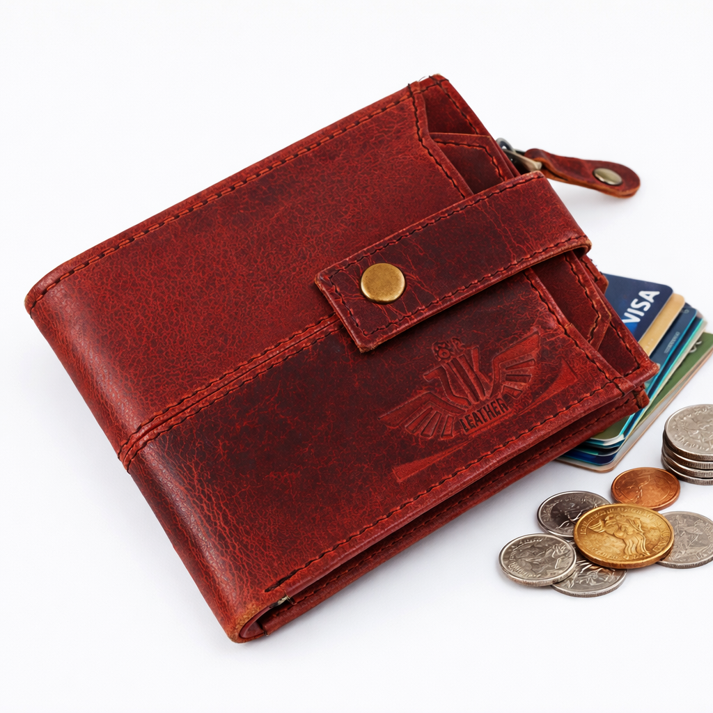 Unisex Genuine Leather Wallet RFID Blocking Trifold Wallet with Zipper & Coin Pocket Premium Brown Leather Wallet