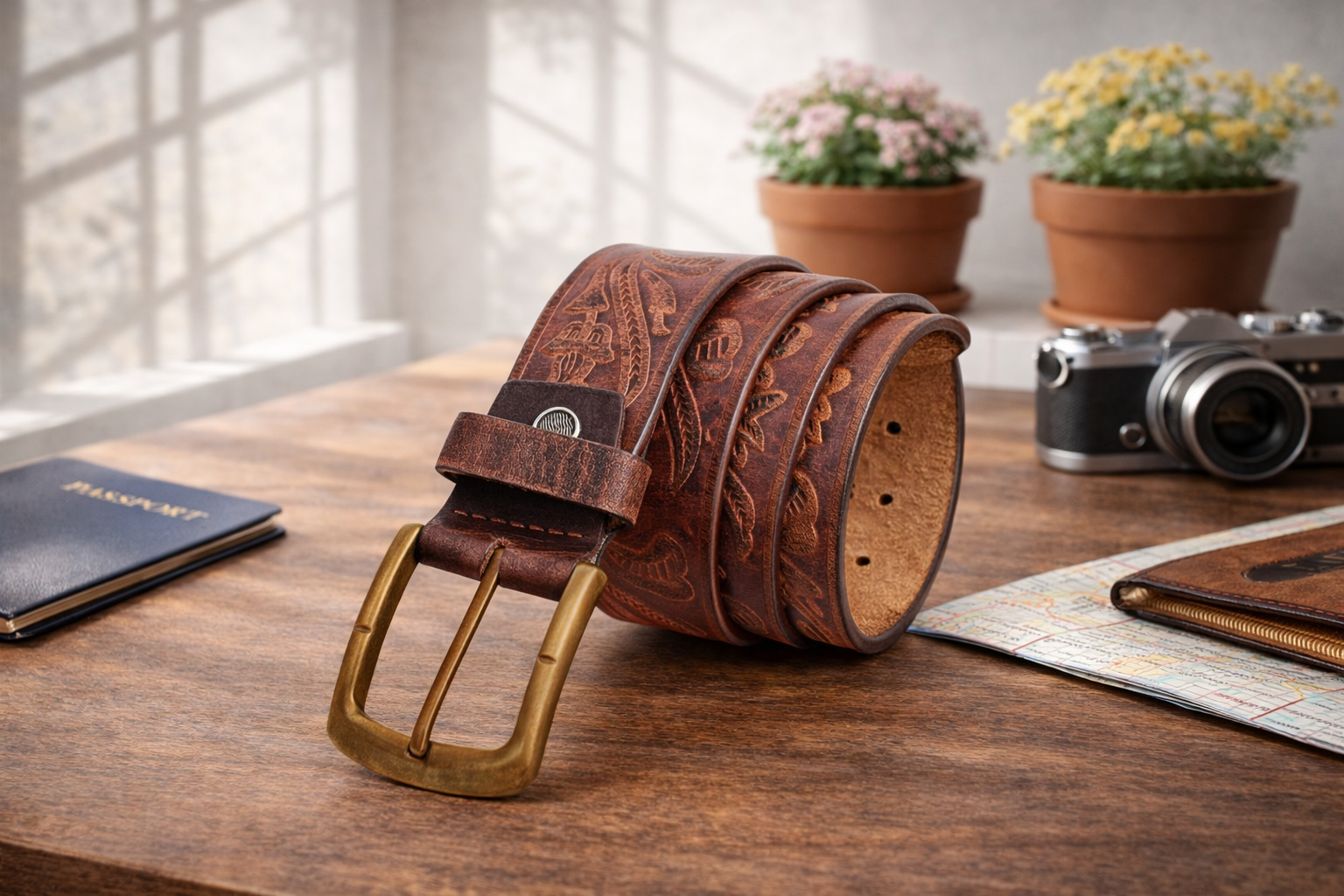 Premium Embossed Genuine Leather Belt Stylish Vintage Designer Belt Durable Formal & Casual Waist Belt