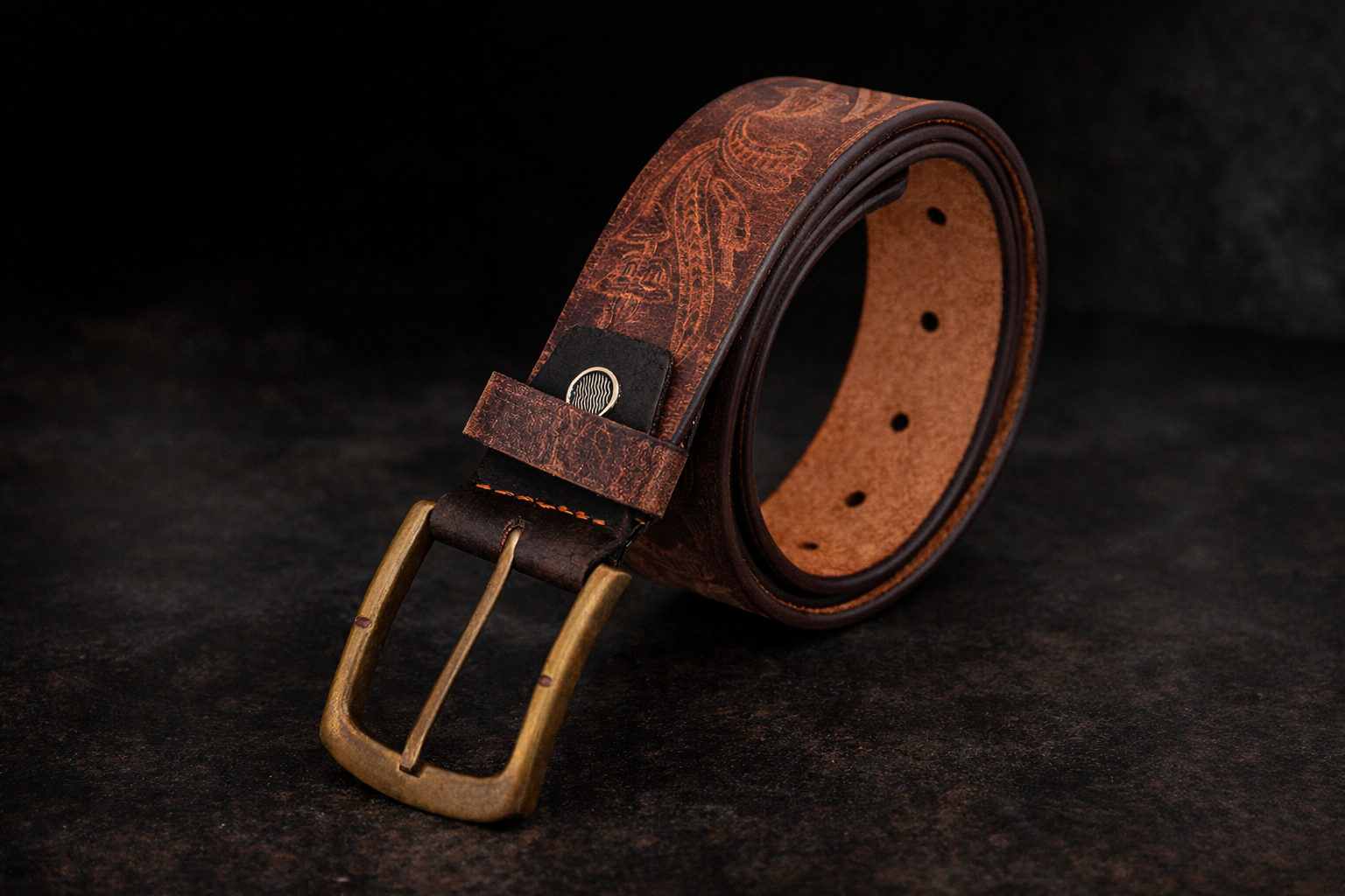 Premium Embossed Genuine Leather Belt Stylish Vintage Designer Belt Durable Formal & Casual Waist Belt