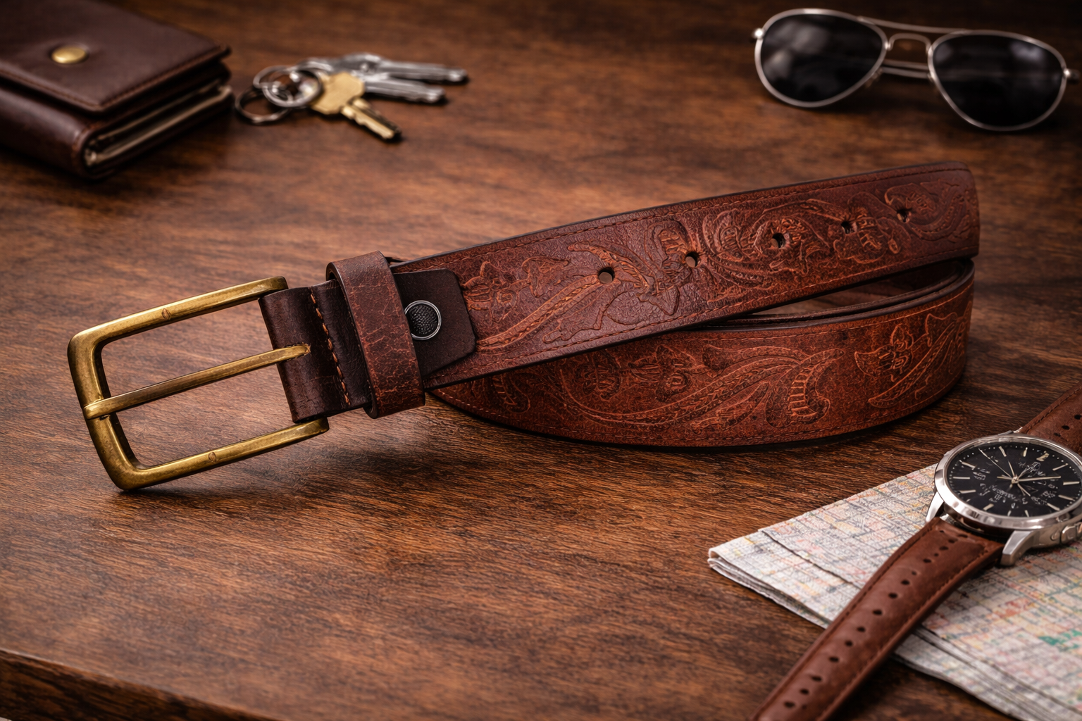 Premium Embossed Genuine Leather Belt Stylish Vintage Designer Belt Durable Formal & Casual Waist Belt