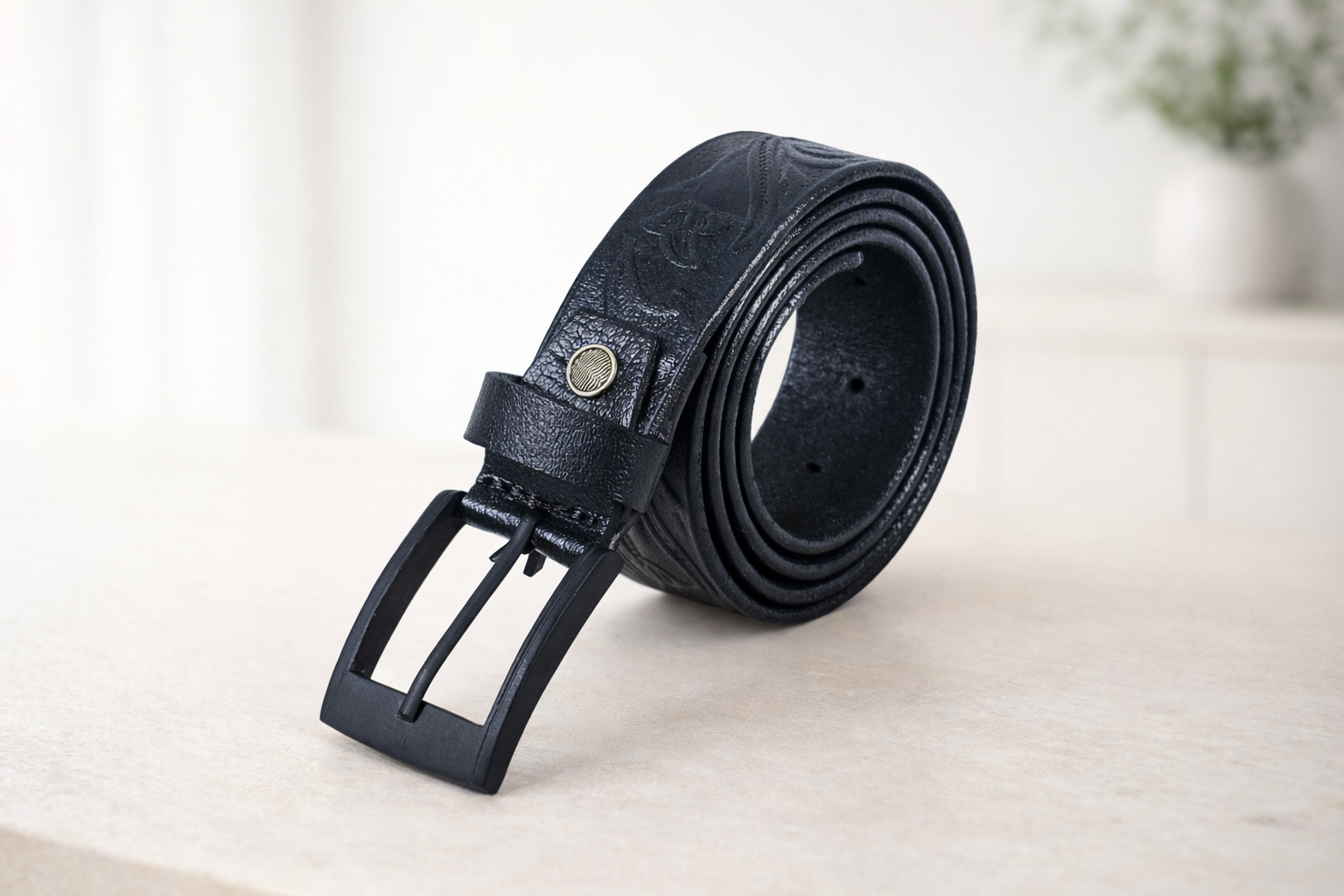 Premium Embossed Genuine Leather Belt Stylish Vintage Designer Belt Durable Formal & Casual Waist Belt