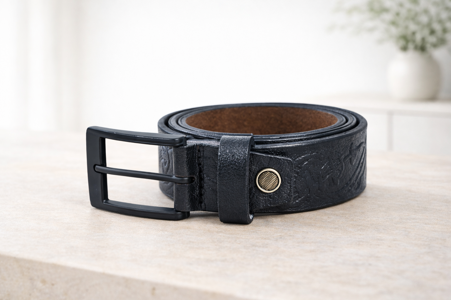 Premium Embossed Genuine Leather Belt Stylish Vintage Designer Belt Durable Formal & Casual Waist Belt
