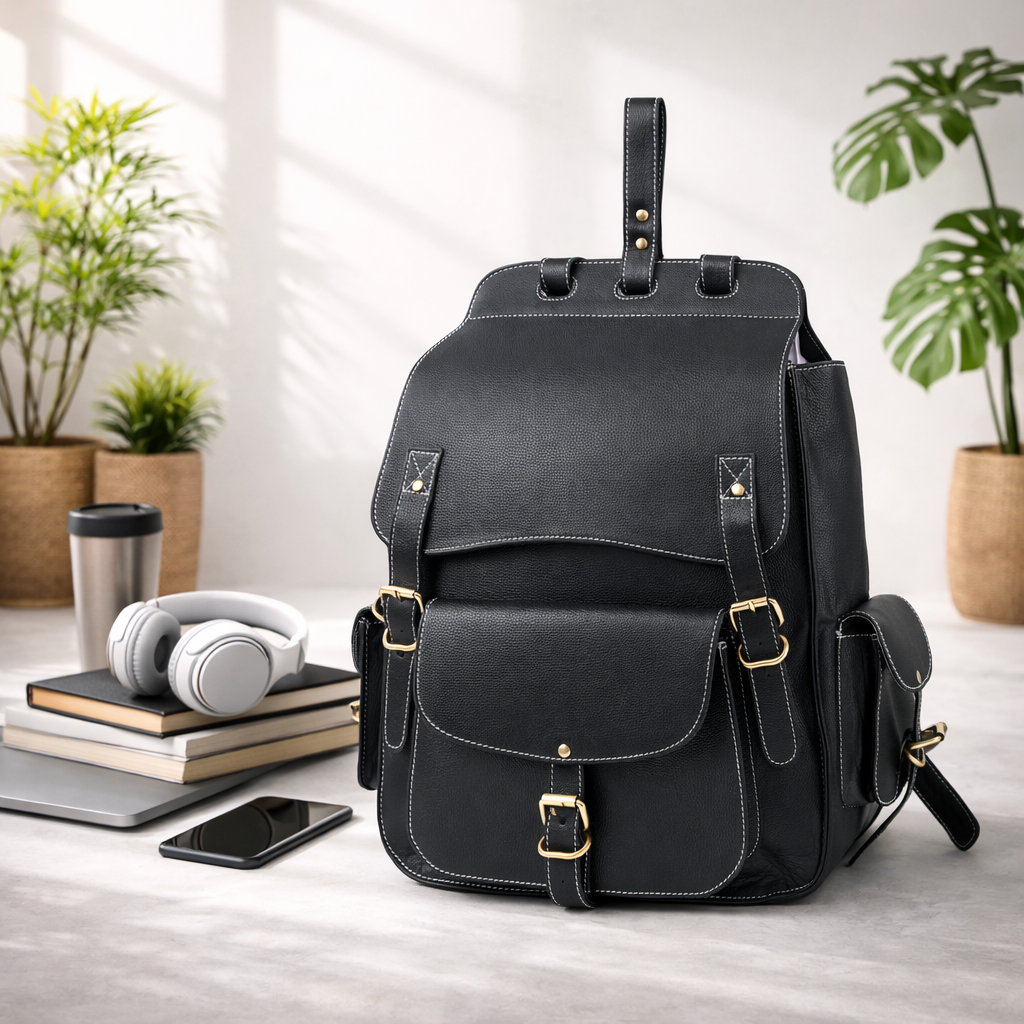 Unisex Premium Genuine Leather Backpack Stylish Handmade Rucksack Durable School & Office Bag