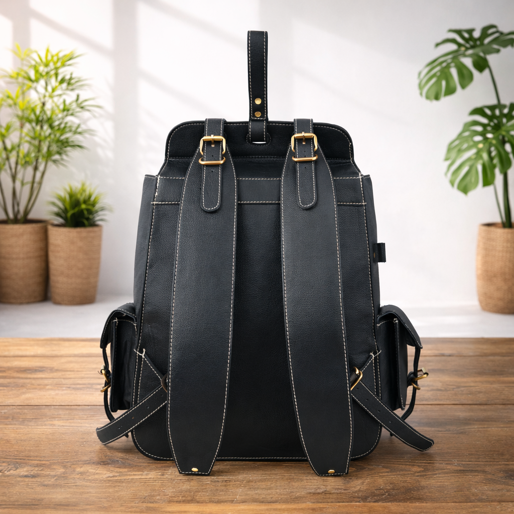Unisex Premium Genuine Leather Backpack Stylish Handmade Rucksack Durable School & Office Bag
