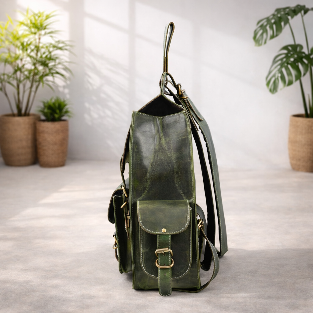 Unisex Premium Genuine Leather Backpack Stylish Handmade Rucksack Durable School & Office Bag