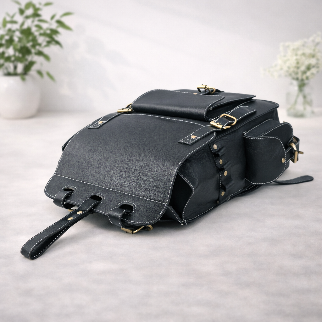 Unisex Premium Genuine Leather Backpack Stylish Handmade Rucksack Durable School & Office Bag