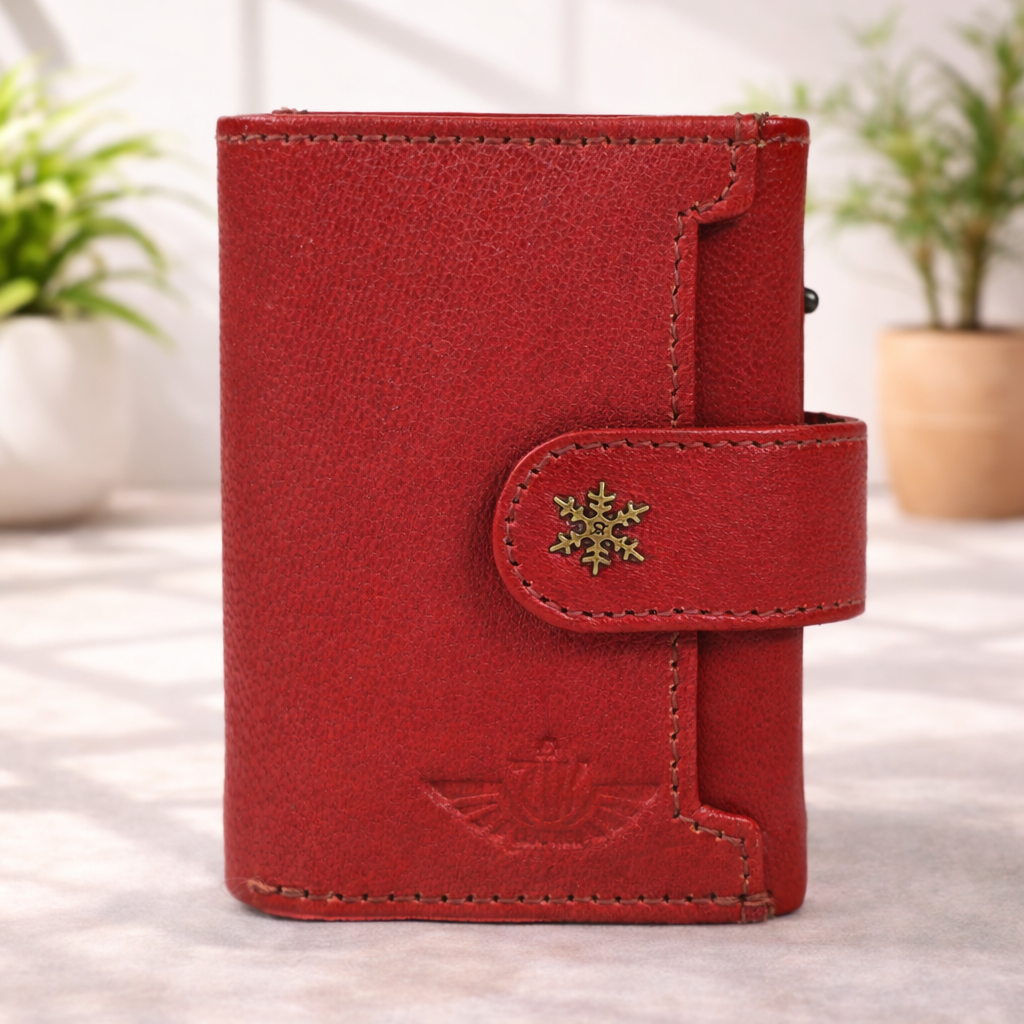 Premium Genuine Leather Wallet RFID Blocking Trifold Popup Card Holder with Coin Pocket Stylish Black Compact Wallet
