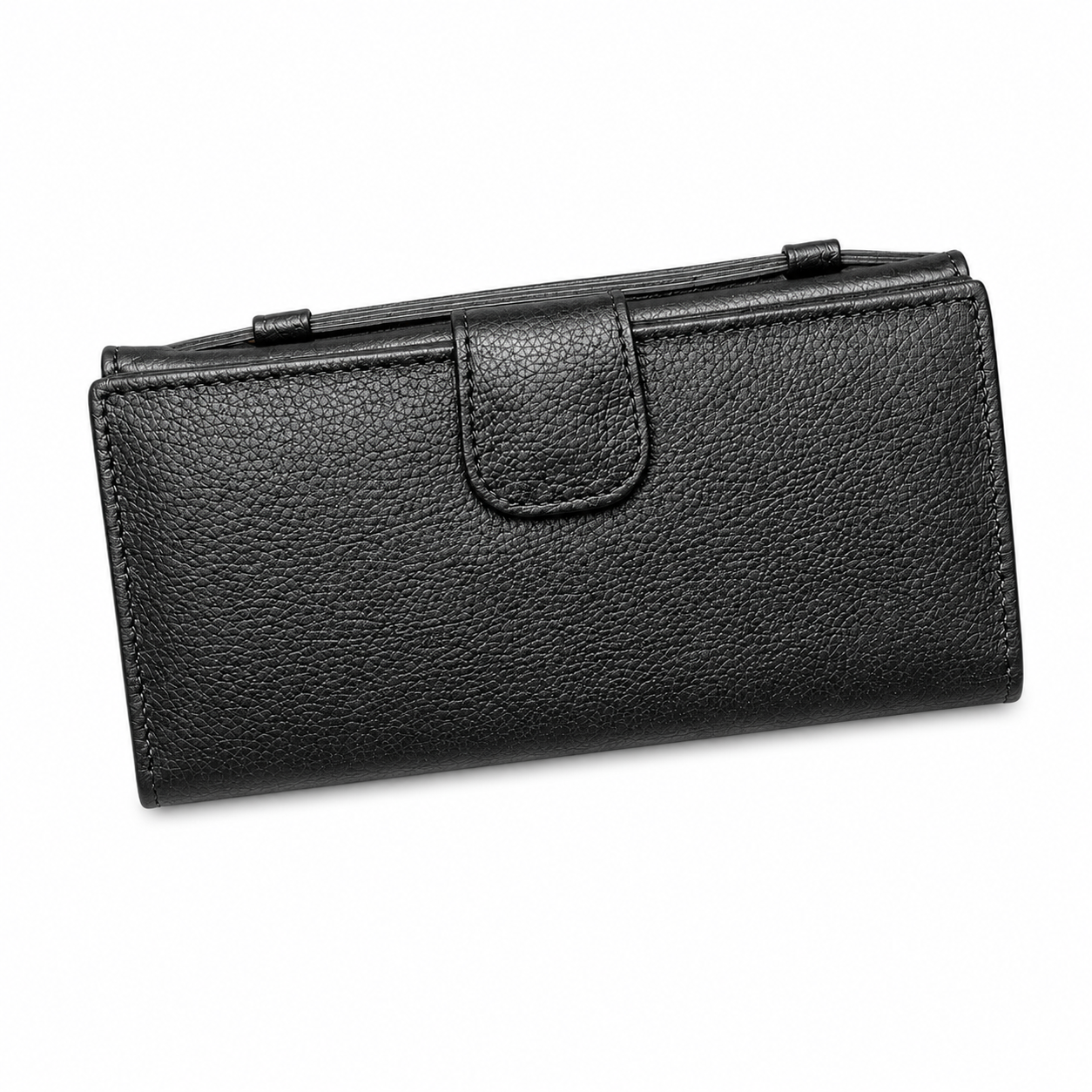 Black Leather Wallet for Women, Long Wallet, Card Holder Purse, Multi Compartment Clutch Wallet, Women's Gift