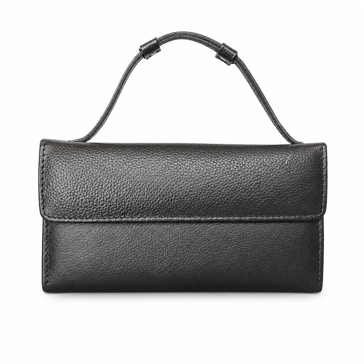 Black Leather Wallet for Women, Long Wallet, Card Holder Purse, Multi Compartment Clutch Wallet, Women's Gift