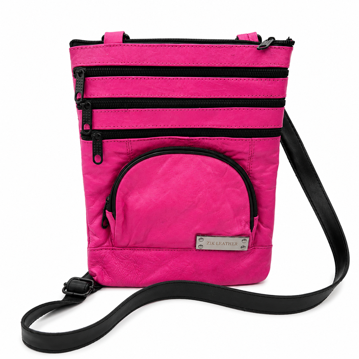 Genuine Leather Sling Bag for Men & Women – Unisex Crossbody Travel Shoulder Bag with Multiple Zipper Pockets