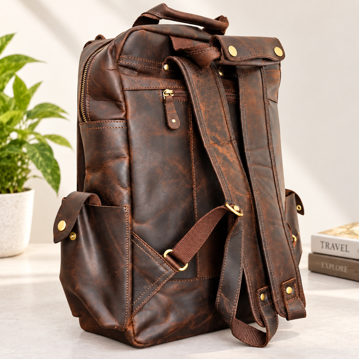 Unisex Leather Backpack Premium Travel Laptop Bag Handmade Leather Rucksack
