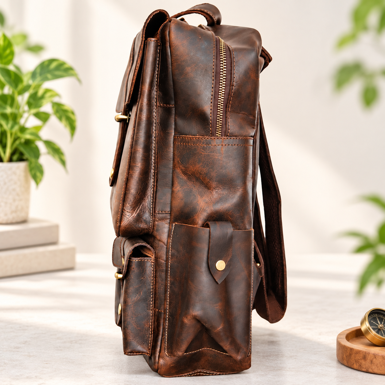 Unisex Leather Backpack Premium Travel Laptop Bag Handmade Leather Rucksack